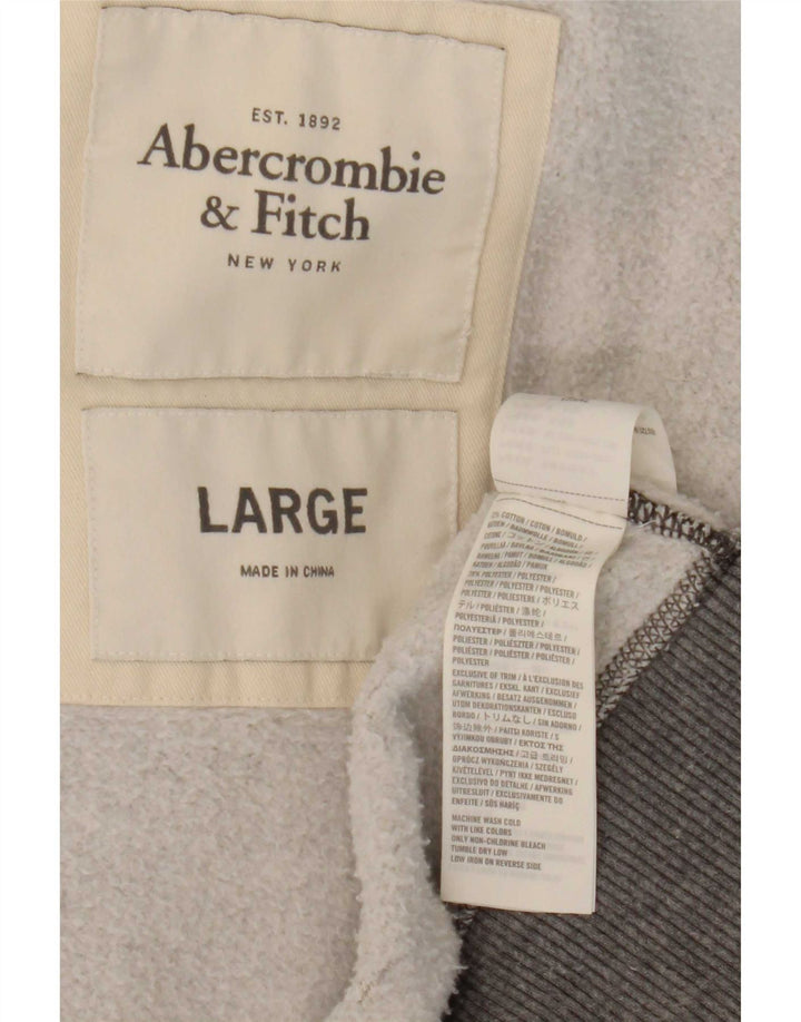Jachetă de trening pentru bărbați Abercrombie & Fitch, mare, gri, bumbac