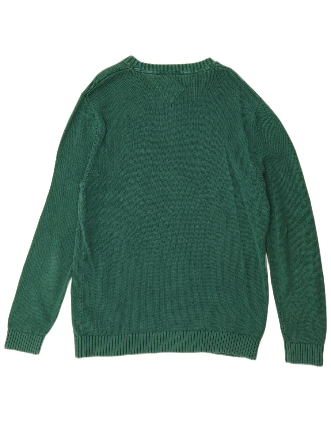 Pulover pentru bărbați TOMMY HILFIGER Pulover cu gât roșu din bumbac verde mediu