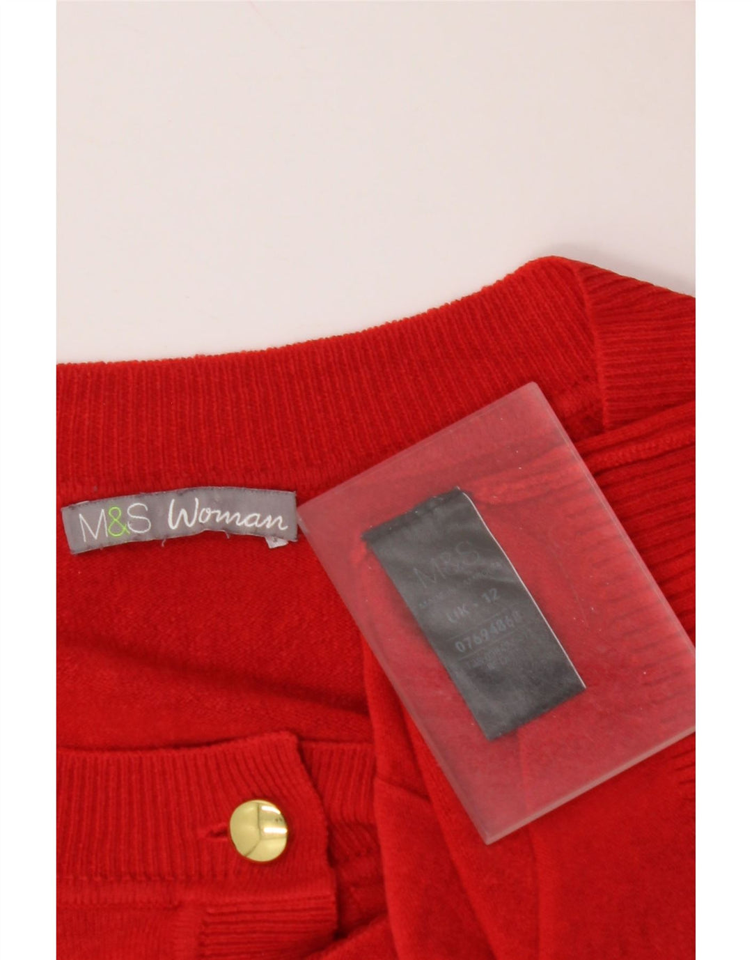 MARKS & SPENCER Pulover cardigan crop pentru femei UK 12 Medium Red Acrylic