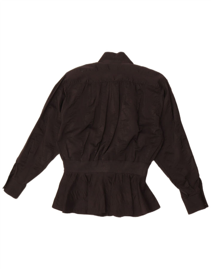 Bluză cămașă vintage pentru femei UK 18 XL Acetat negru