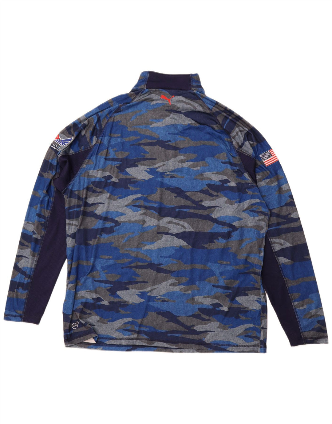 Top cu mânecă lungă PUMA pentru bărbați, cu fermoar, 2XL, poliester de camuflaj, albastru
