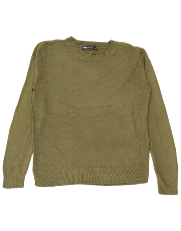 Pulover pentru femei Marks & Spencer cu decolteu triplu UK 10 Mic verde acrilic