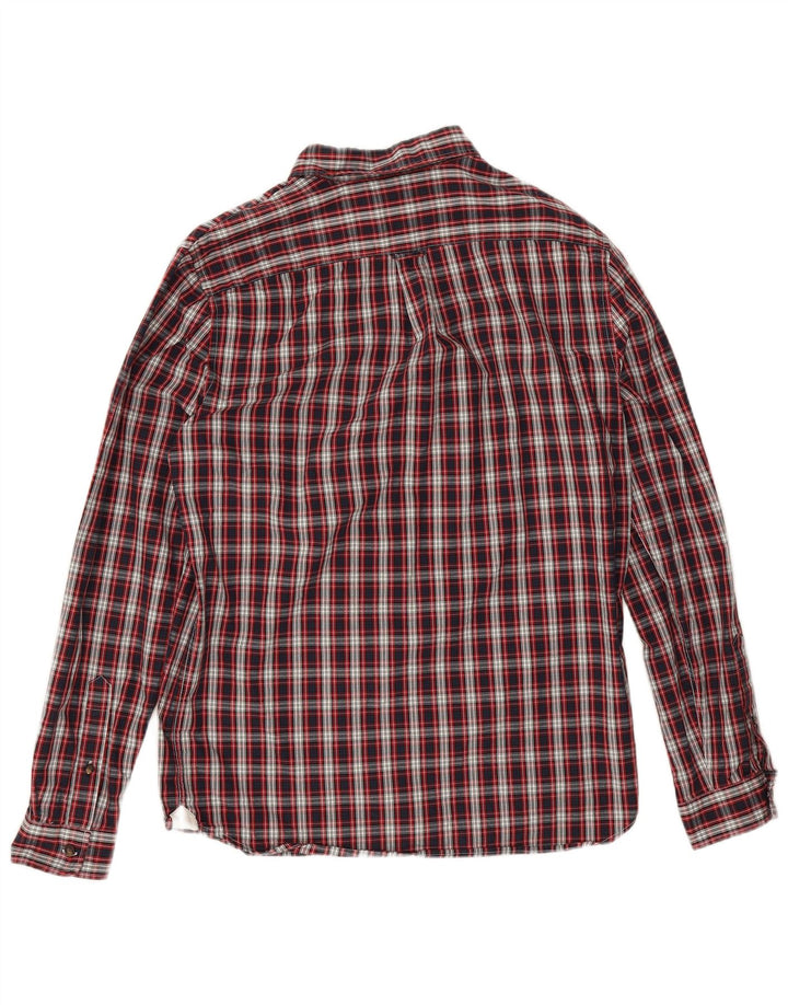 Cămașă de flanel pentru bărbați Lacoste Regular Fit Mărimea 40, bumbac cu carouri roșii medii