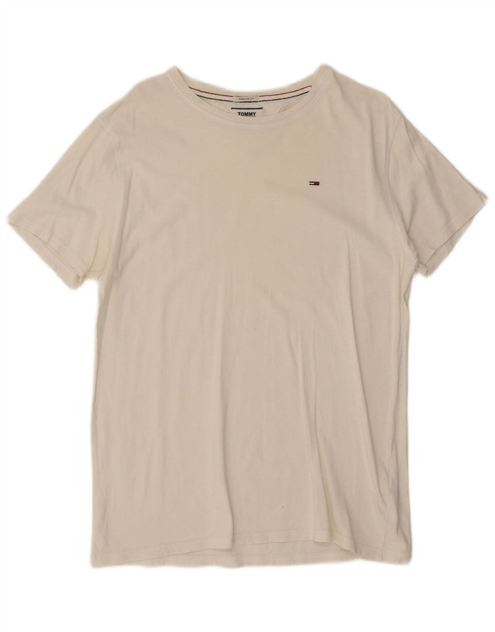 Tricou Tommy Hilfiger pentru bărbați, cu croiala obișnuită, top din bumbac alb mediu