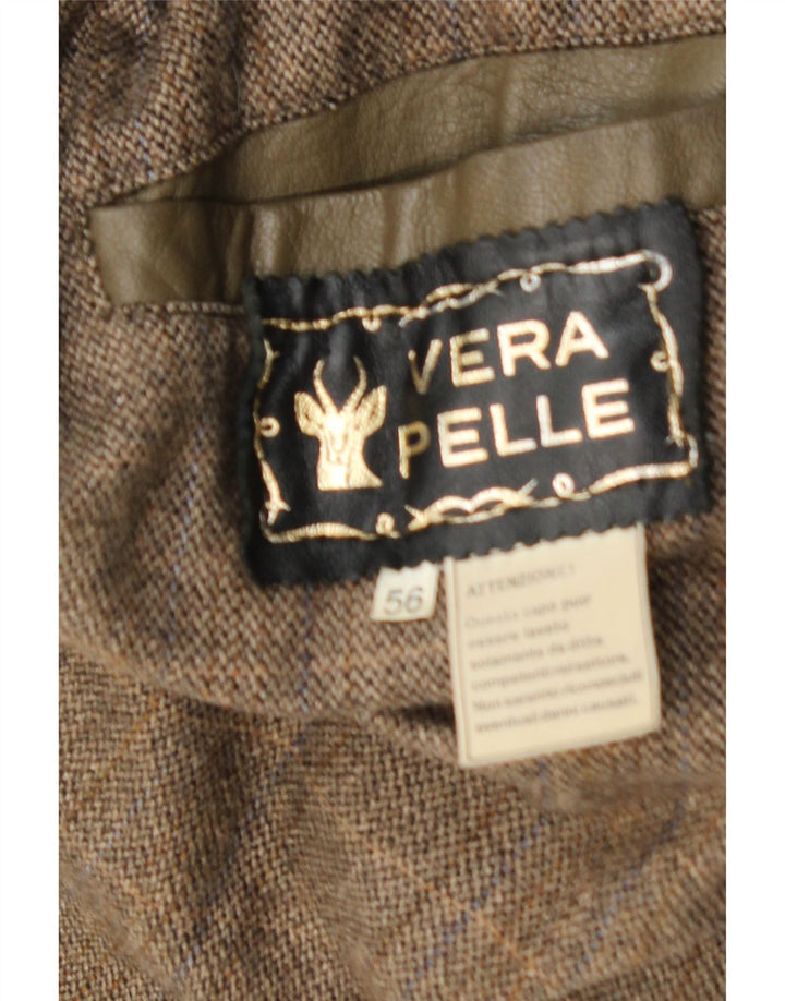 Jachetă de piele vintage pentru bărbați UK 40, piele mare kaki