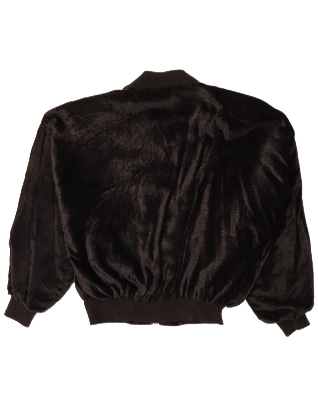 VINTAGE Bomber oversized catifea pentru femei UK 14 Medium Black Viscose