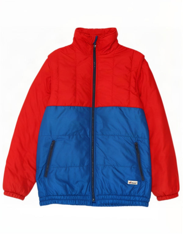 Jachetă căptușită vintage pentru bărbați UK 38 Medium Red Colorblock Poliamidă