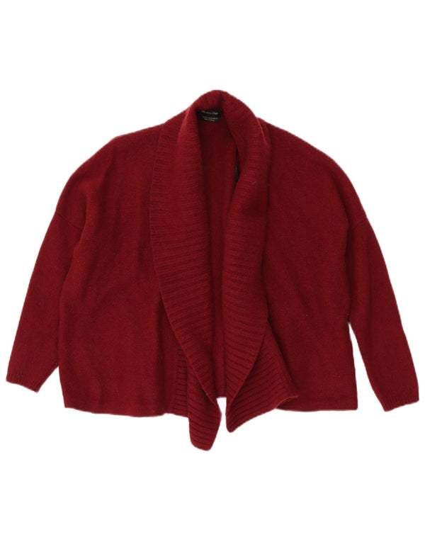 Massimo Dutti Pulover cardigan cu mâneci 3/4 pentru femei UK 14 Burgundy mediu