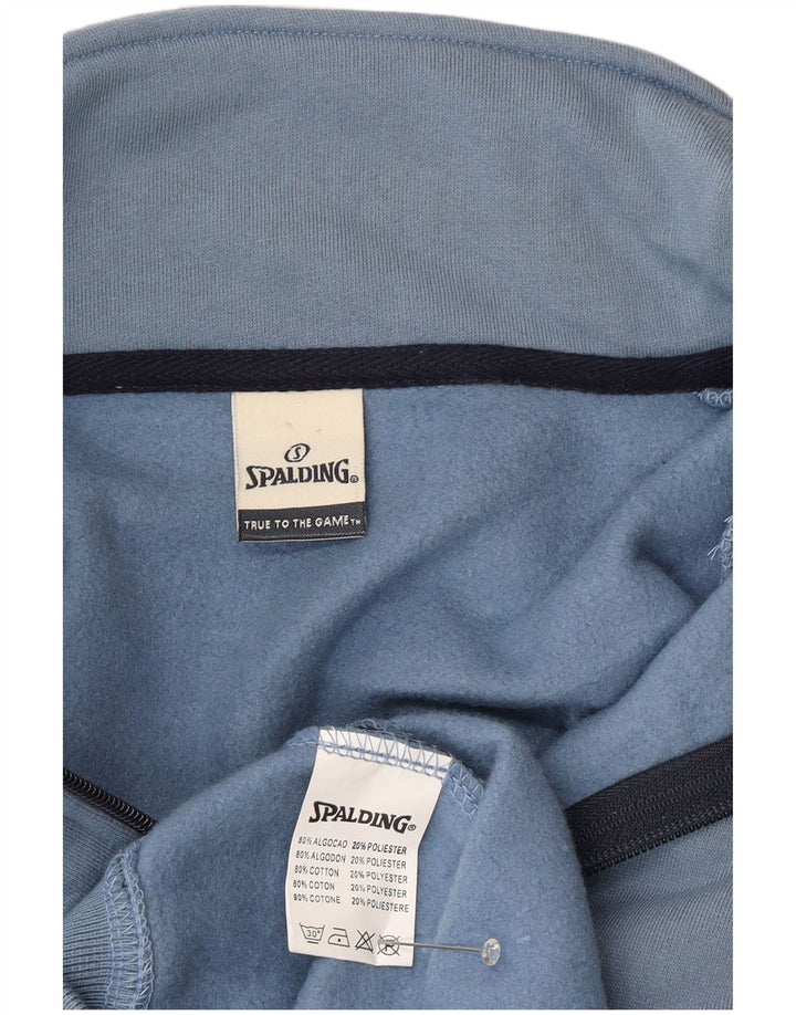 SPALDING Mens Zip Neck Sweatshirt Jumper Large Blue Cotton