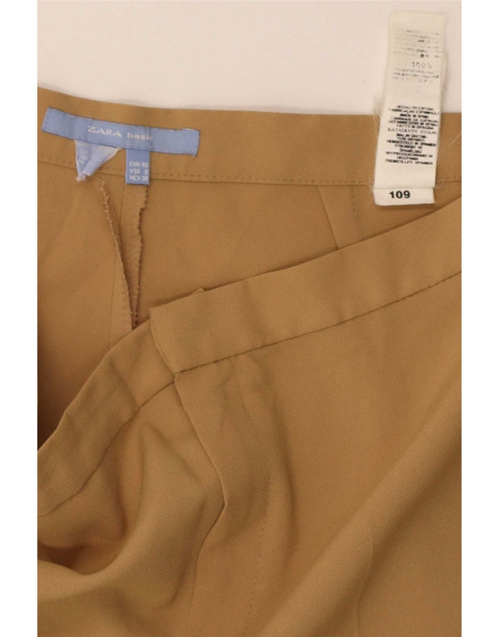 Pantaloni de costum drepți pentru femei Zara EU 40 Mediu L30 L35 Bej Poliester