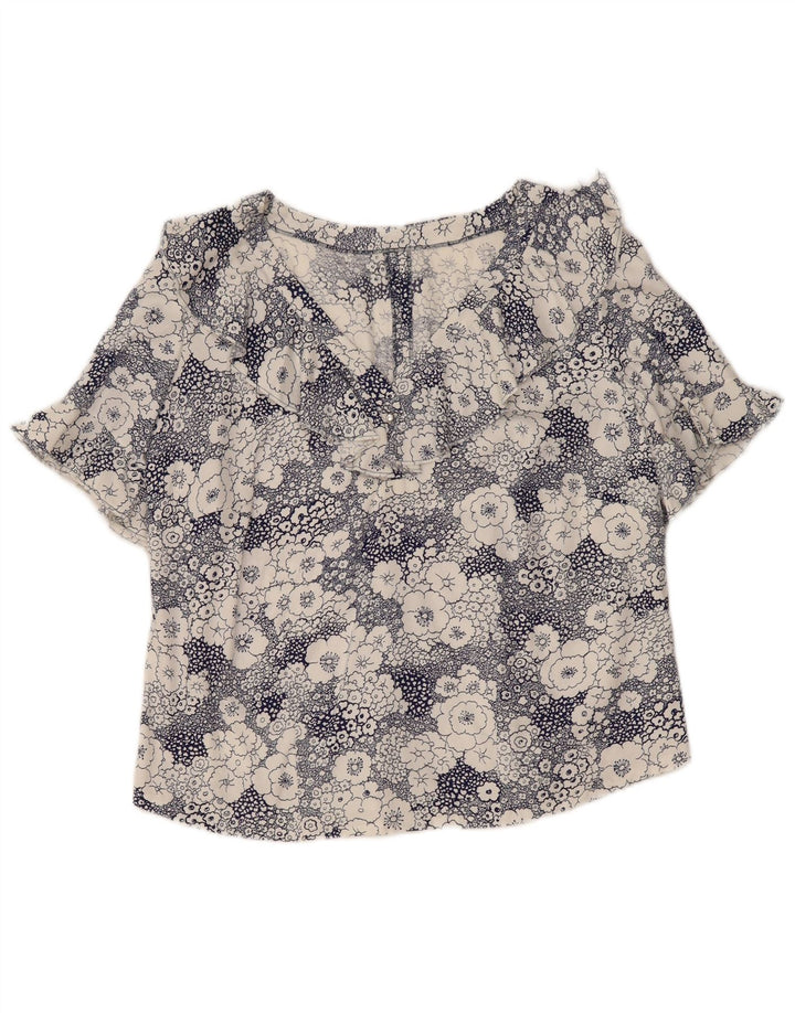Bluză Vintage pentru femei UK 16 Large Blue Floral