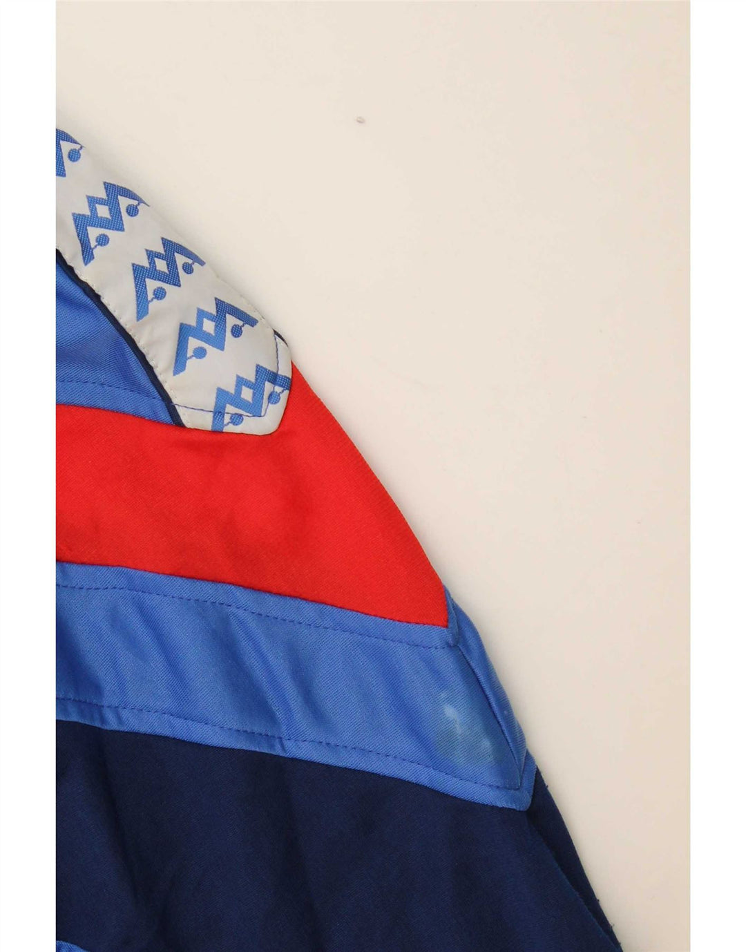 Jachetă de top pentru trening cu grafică vintage pentru bărbați, albastru mediu, poliester bloc de culoare