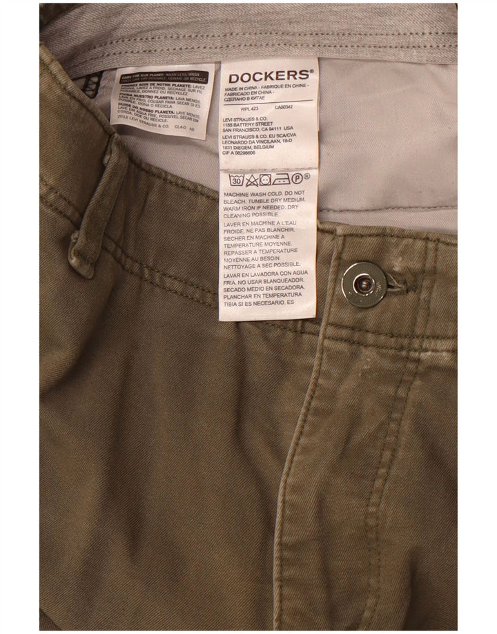 DOCKERS Pantaloni chino subțiri pentru bărbați L34 L32 bumbac kaki