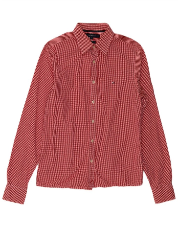 TOMMY HILFIGER Mens Slim Fit Shirt Small Red Gingham Cotton