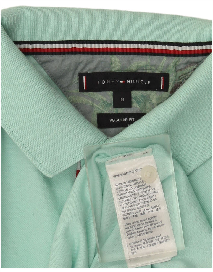 Cămașă polo Tommy Hilfiger pentru bărbați, bumbac turcoaz mediu