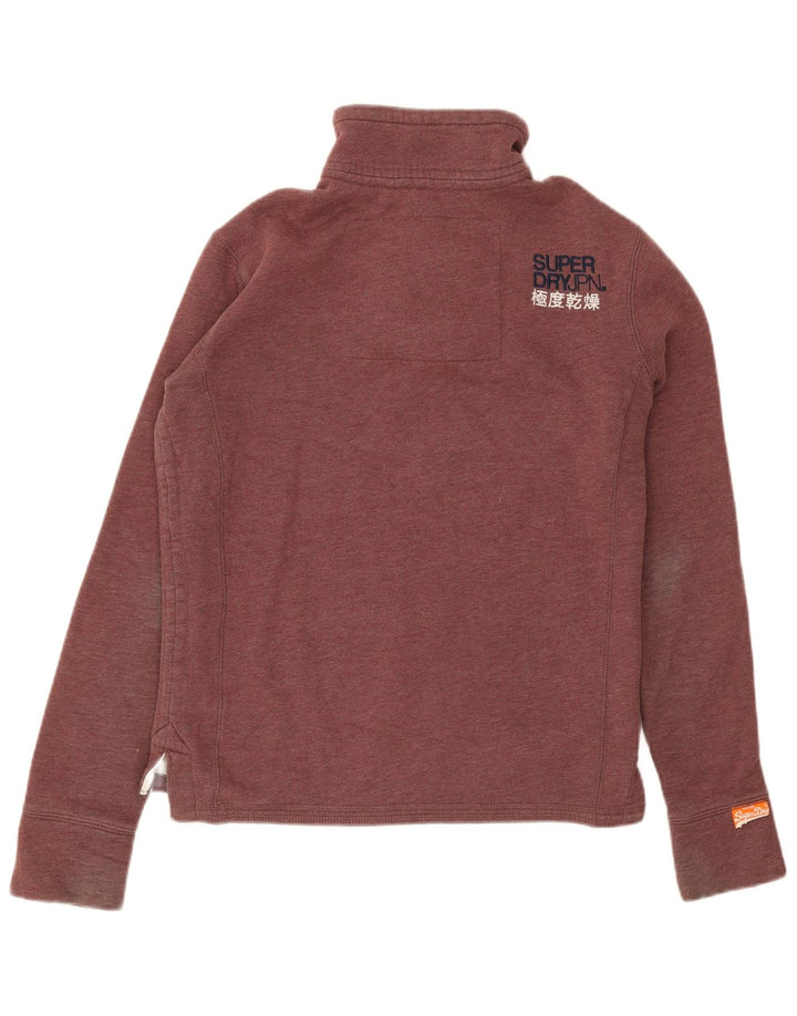 Pulover Superdry pentru bărbați, cu gât cu nasturi, bumbac mic burgundy