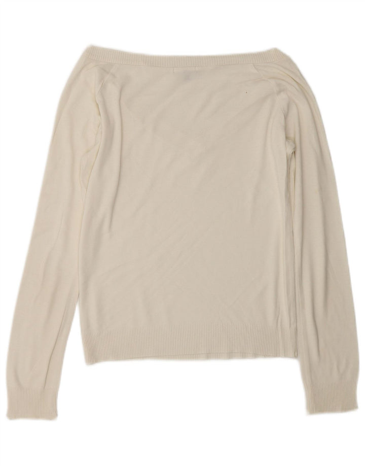 Pulover cu decolteu în V Massimo Dutti pentru femei, alb deschis mediu, UK 12