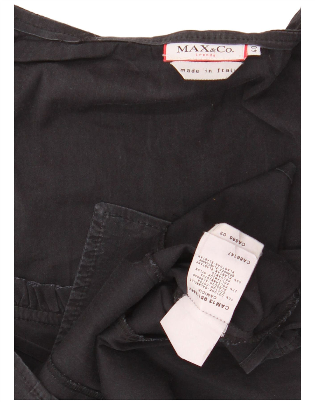 MAX & CO. Bluză cămașă cu volane în față pentru femei IT 40 Bumbac negru mic