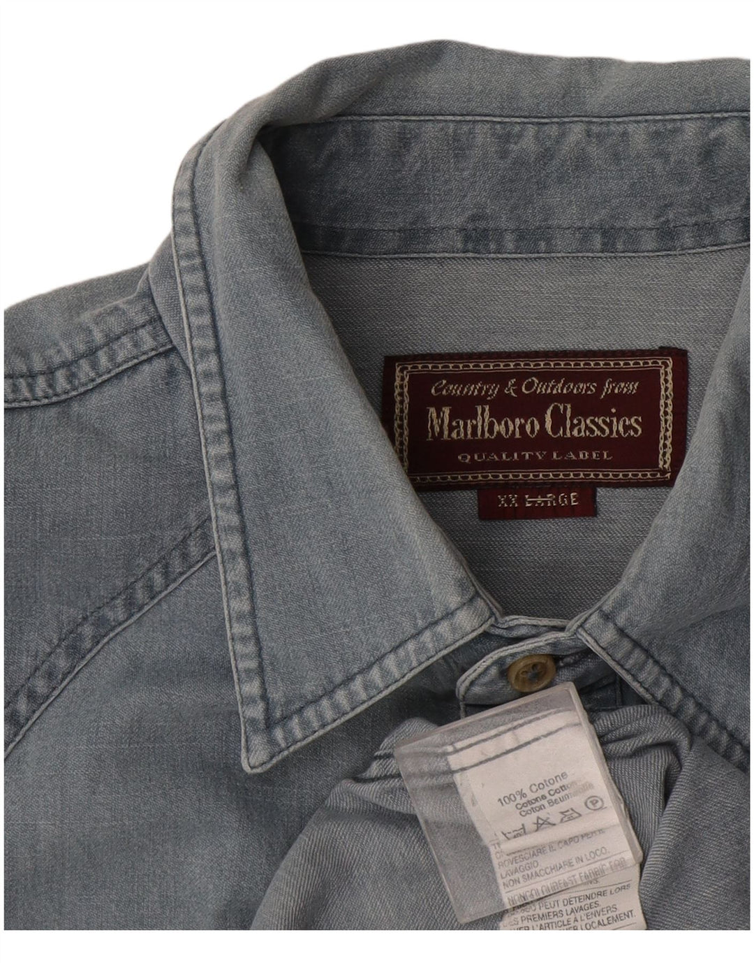 Cămașă din blugi pentru bărbați Marlboro Classics, bumbac albastru 2XL