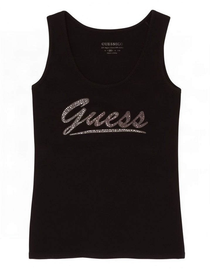 Vestă grafică Guess pentru femei UK 12, bumbac mediu negru
