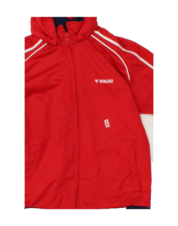 BRUGI Boys Zip Hoodie Sweater 11-12 Years Red Colourblock Polyester Vintage Brugi and Second-Hand Brugi from Messina Hembry 