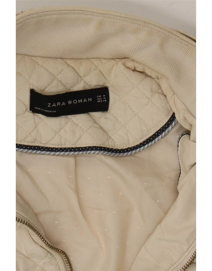 Jachetă matlasată Zara pentru femei UK 12 Medium Off White