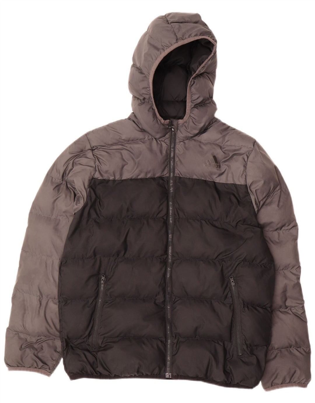 Jachetă căptușită cu glugă Adidas pentru băieți 13-14 ani, negru, poliester color bloc