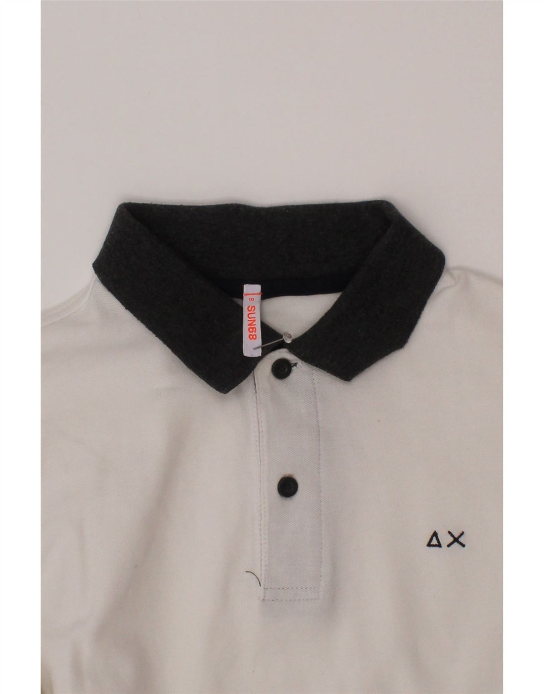 Sun68 Tricou polo cu maneca lunga pentru baieti 9-10 ani alb