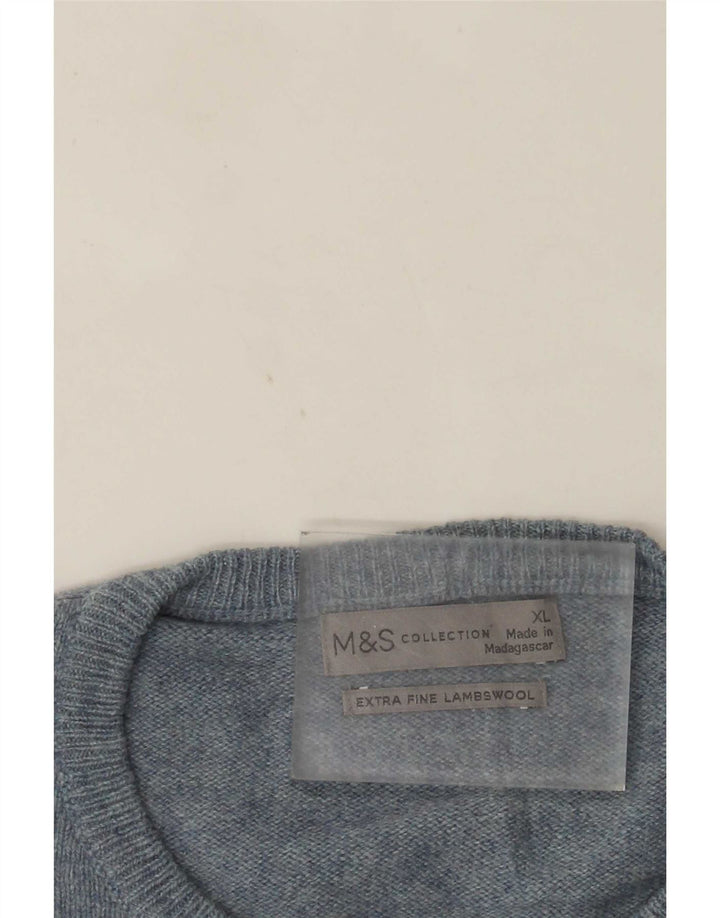 Pulover pentru bărbați Marks & Spencer, cu gât crew, XL, lână albastră
