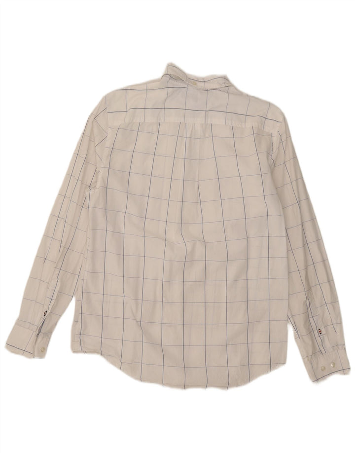 Cămașă pentru bărbați Tommy Hilfiger, bumbac cu carouri alb mediu