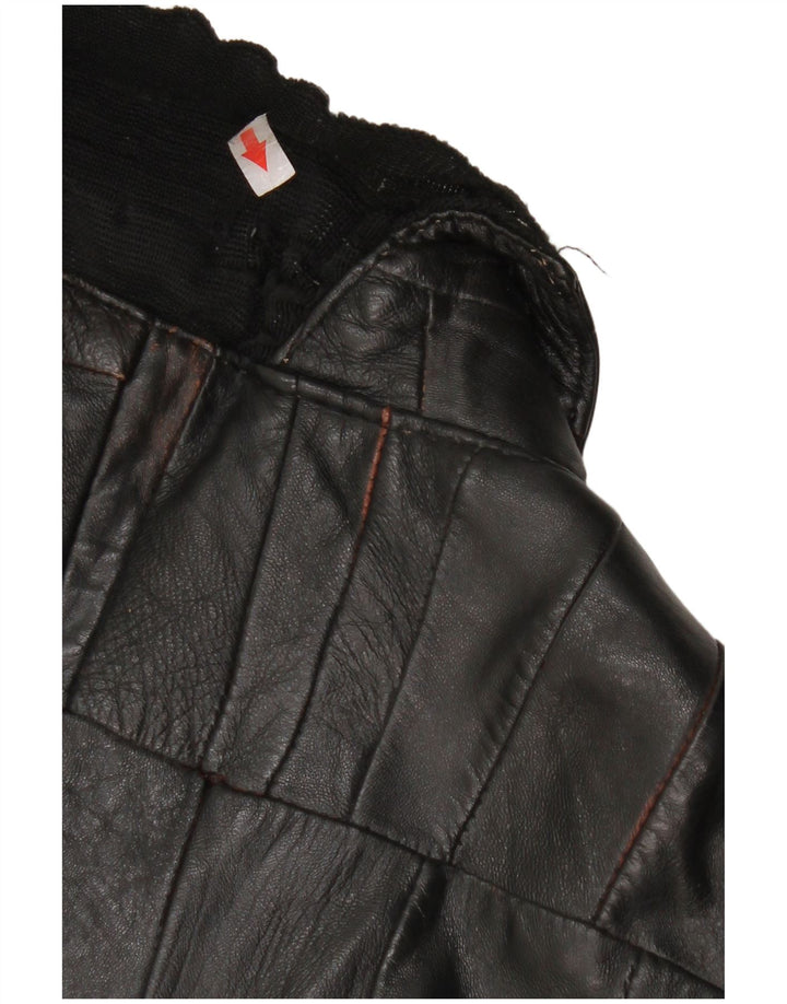 Jachetă Bomber din piele vintage pentru femei UK 12 Piele neagră medie