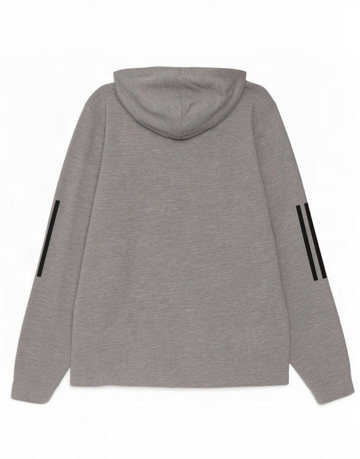 Pulover cu glugă cu grafică Adidas pentru bărbați, poliester mic, gri