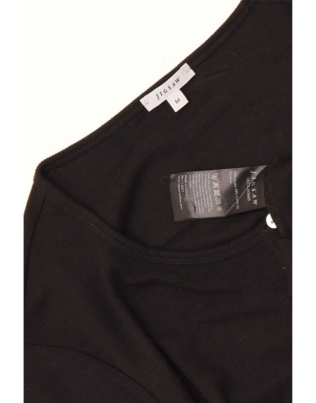 Top cardigan cu mânecă scurtă pentru femei Jigsaw UK 12 Medium Black Modal