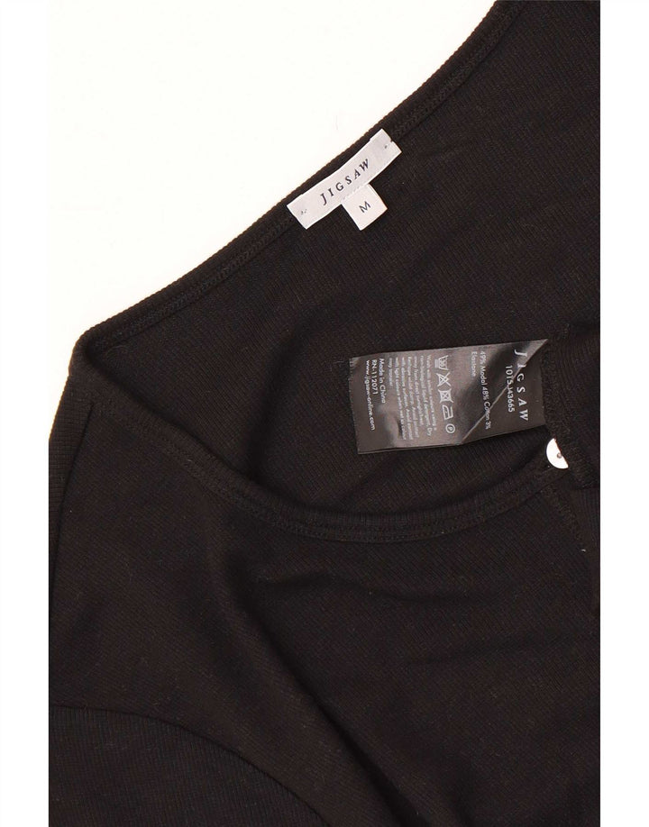 Top cardigan cu mânecă scurtă pentru femei Jigsaw UK 12 Medium Black Modal