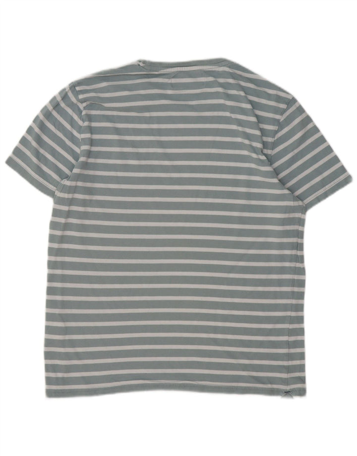 PENGUIN Womens T-Shirt Top UK 14 Medium Blue Striped Cotton