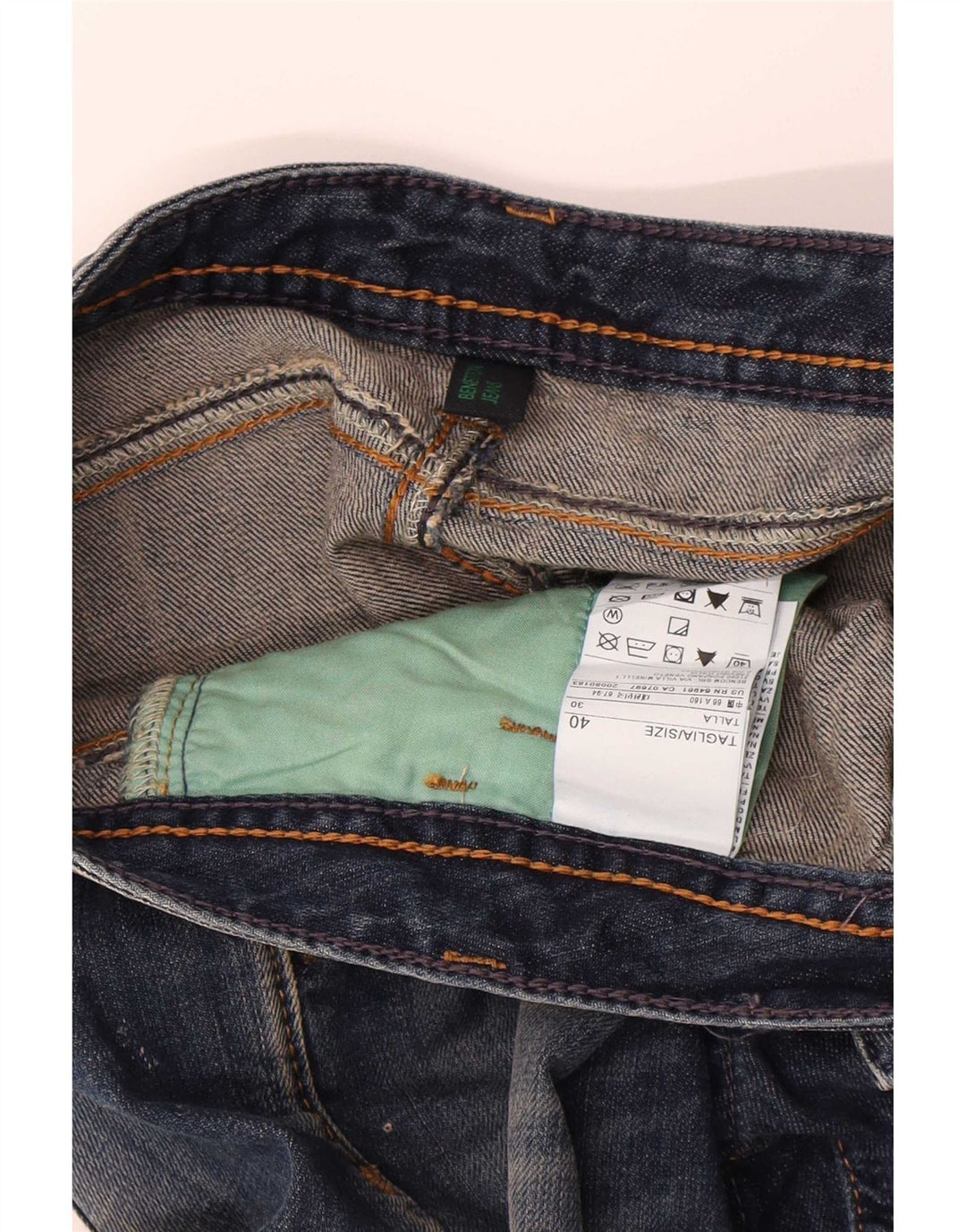 Pantaloni scurți din denim învechit pentru femei Benetton IT 40 Small W30 Bumbac albastru