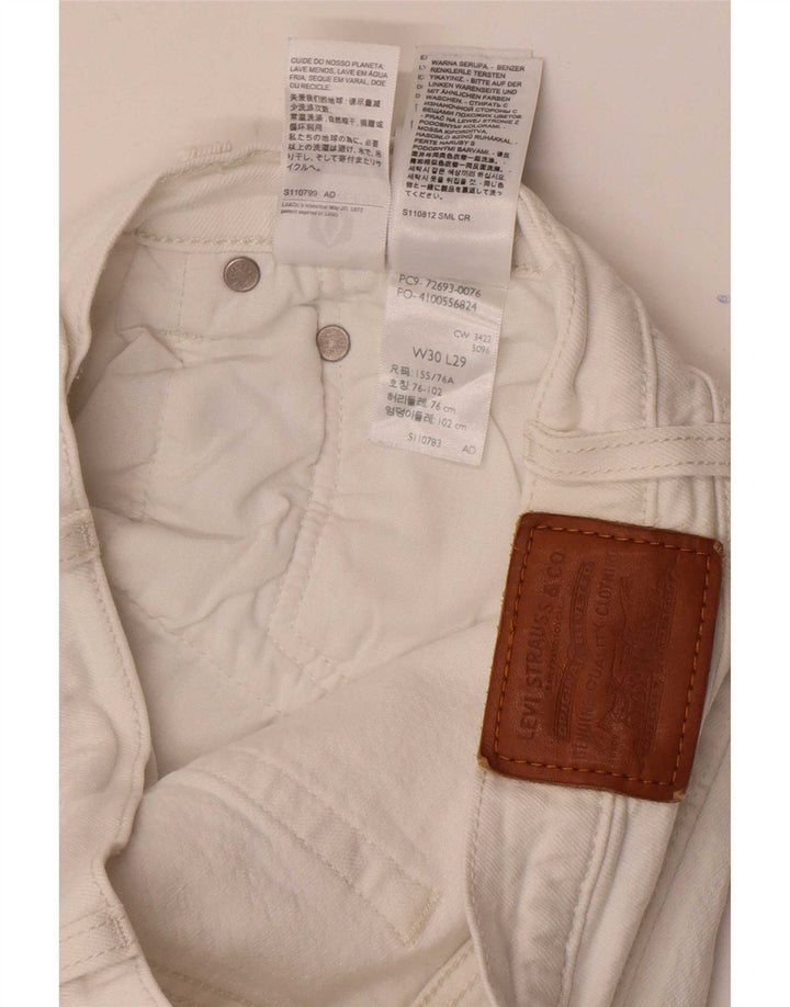 Blugi drepti pentru femei Levi's Ribcage W30 L29 Bumbac alb