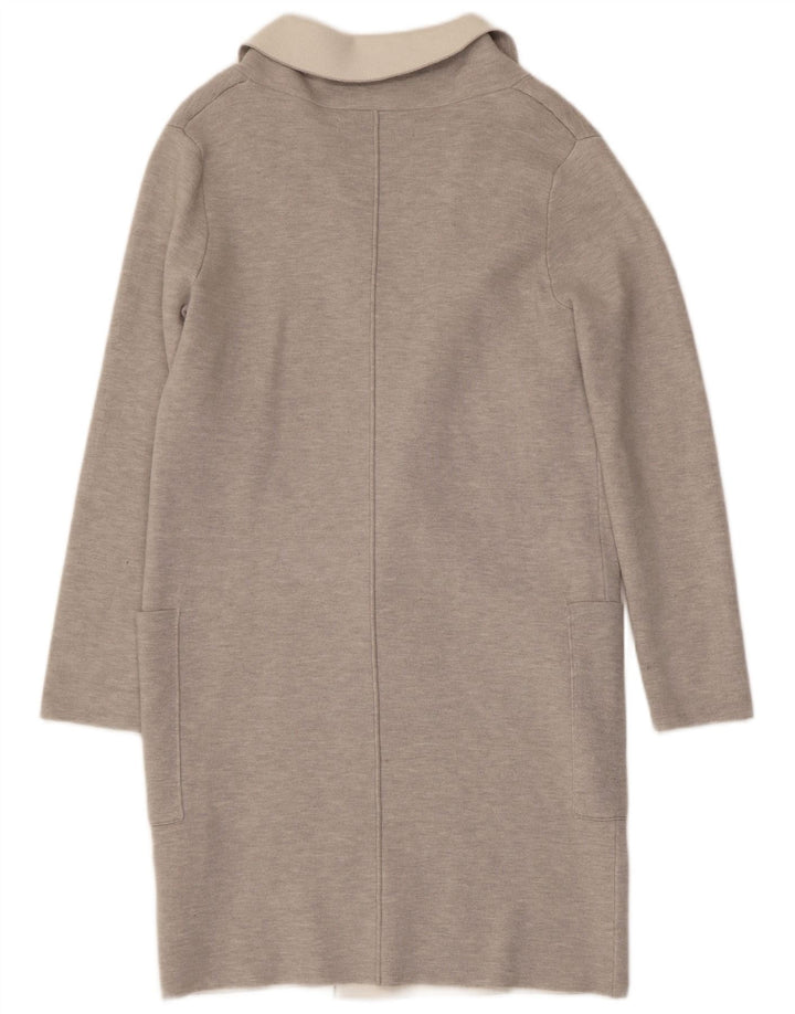 ZARA Womens Longline Open Cardigan Sweater UK 10 Small Grey Viscose