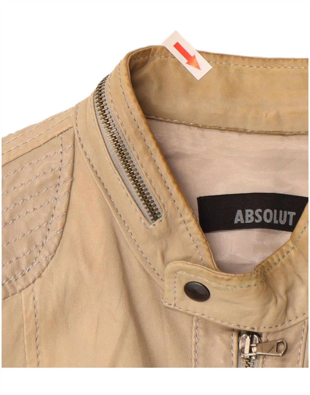 Jachetă de piele vintage pentru femei UK 16, mare, bej, din piele