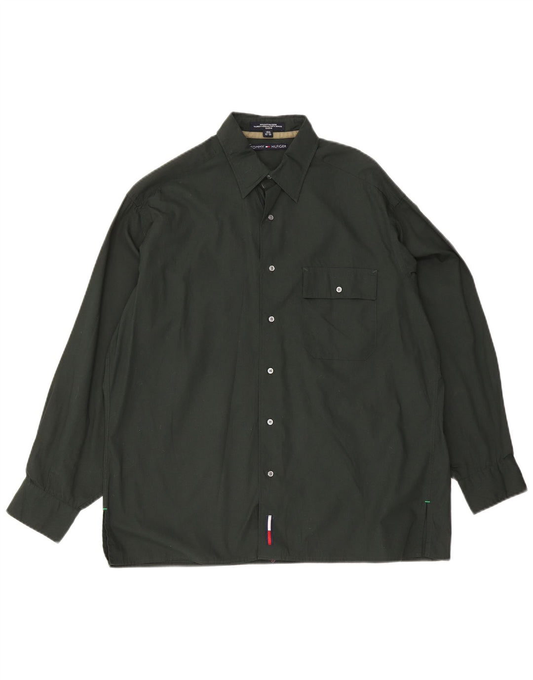 Cămașă pentru bărbați Tommy Hilfiger Mărimea 15 1/2 bumbac verde mediu