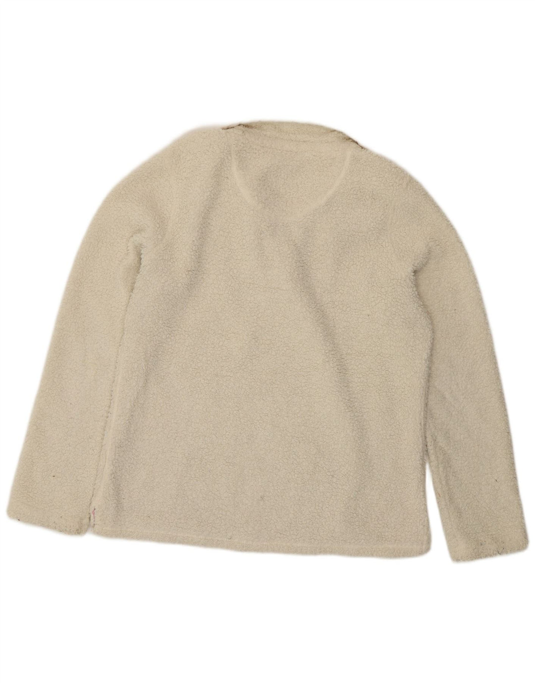 Crew Clothing Pulover din lână pentru femei cu gât cu nasturi UK 14 Poliester alb mare