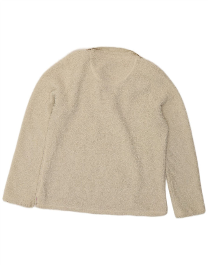 Crew Clothing Pulover din lână pentru femei cu gât cu nasturi UK 14 Poliester alb mare