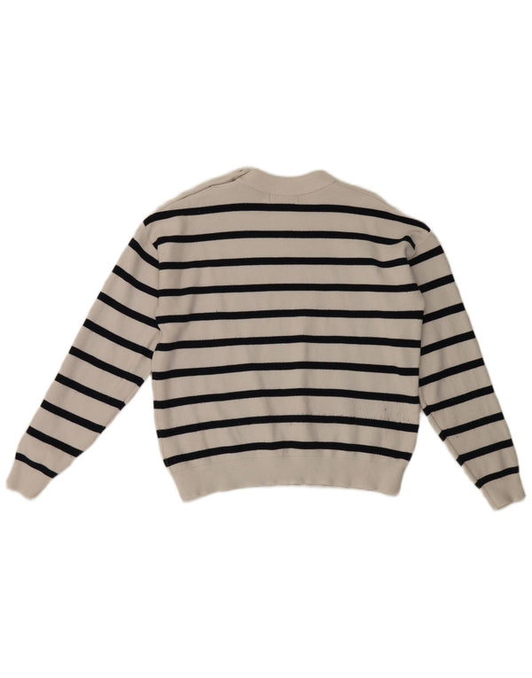Pulover pentru femei Marks & Spencer cu decolteu rotund, cu dungi albe medii, UK 14