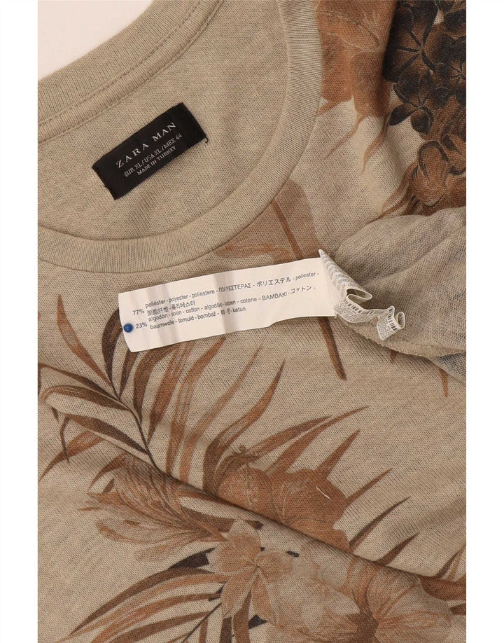 Tricou grafic pentru bărbați Zara Top XL Bej Poliester Floral