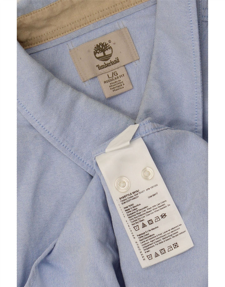 TIMBERLAND Mens Regular Fit Short Sleeve Shirt Large Blue Cotton Vintage Timberland and Second-Hand Timberland from Messina Hembry 
