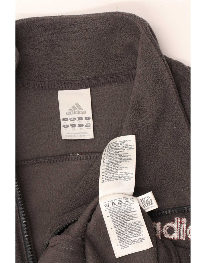 Jachetă cu fleece grafic Adidas pentru femei UK 14 Medium Gri Poliester