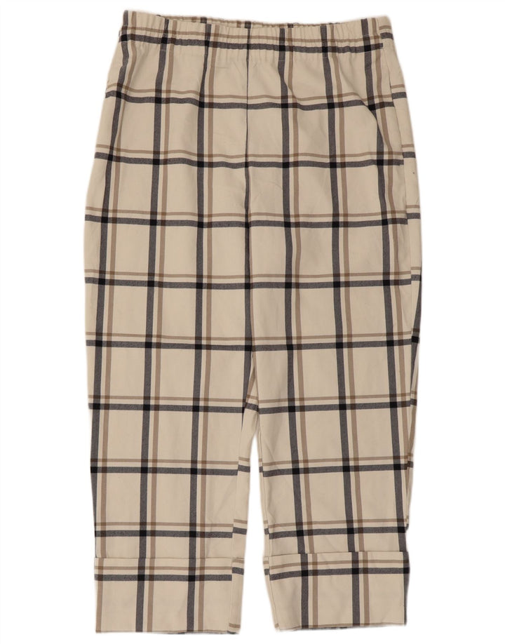 Pantaloni tăiați pentru femei Zara XL W32 L24 Poliester cu carouri albe