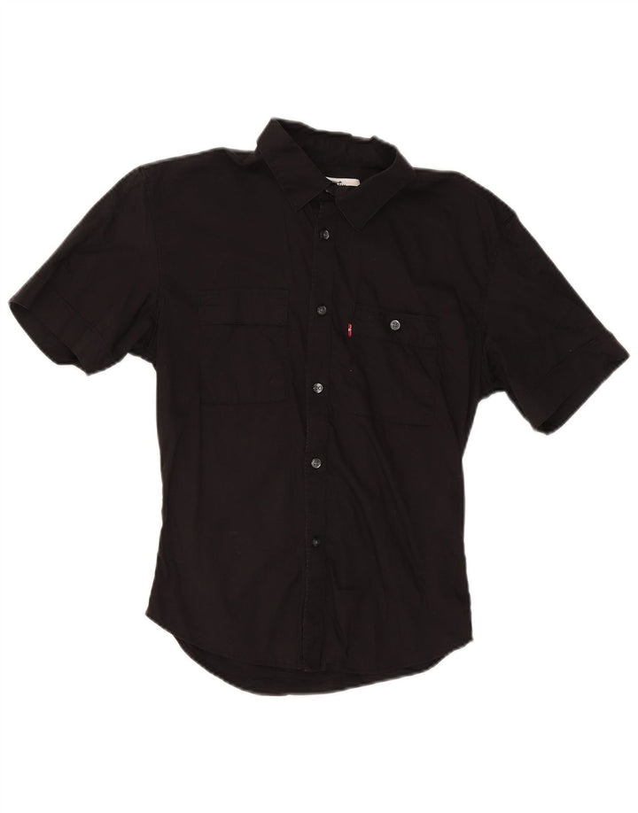 Cămașă Levi's Slim Fit cu mânecă scurtă, bumbac negru mic