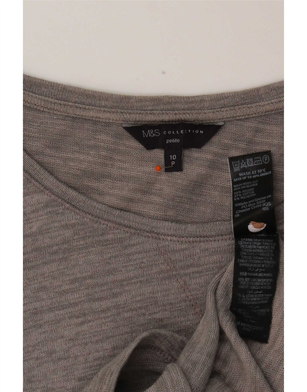 Marks & Spencer Top pentru femei cu mâneci 3/4 UK 10 mic, gri, viscoză cu pături