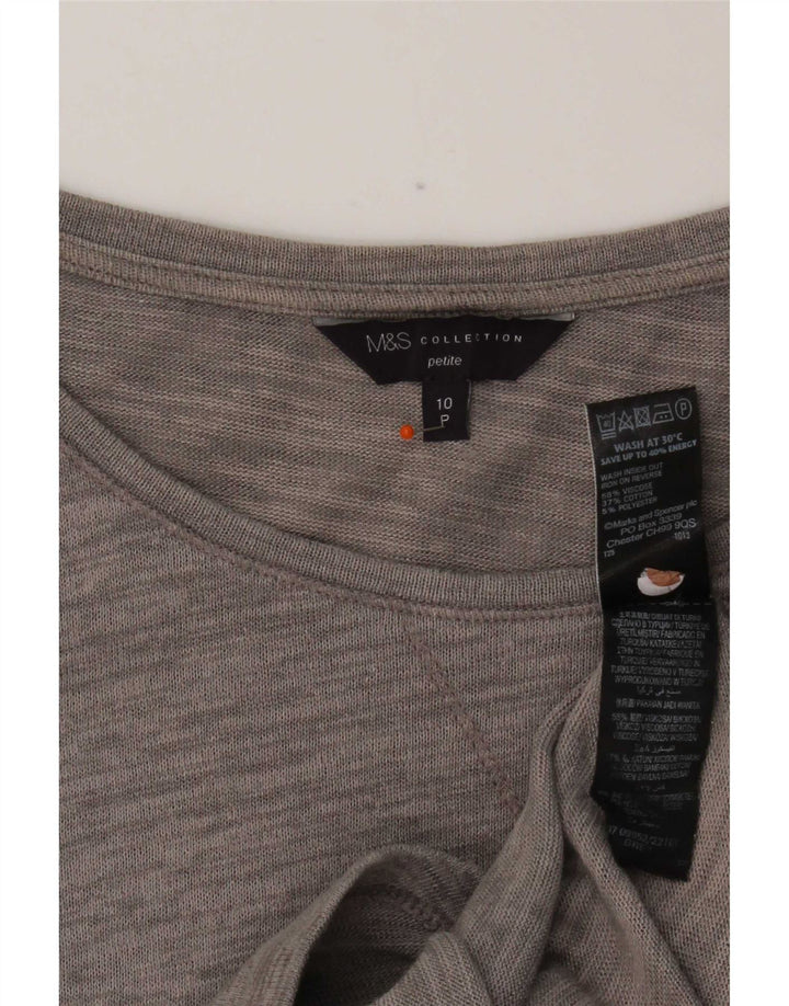Marks & Spencer Top pentru femei cu mâneci 3/4 UK 10 mic, gri, viscoză cu pături